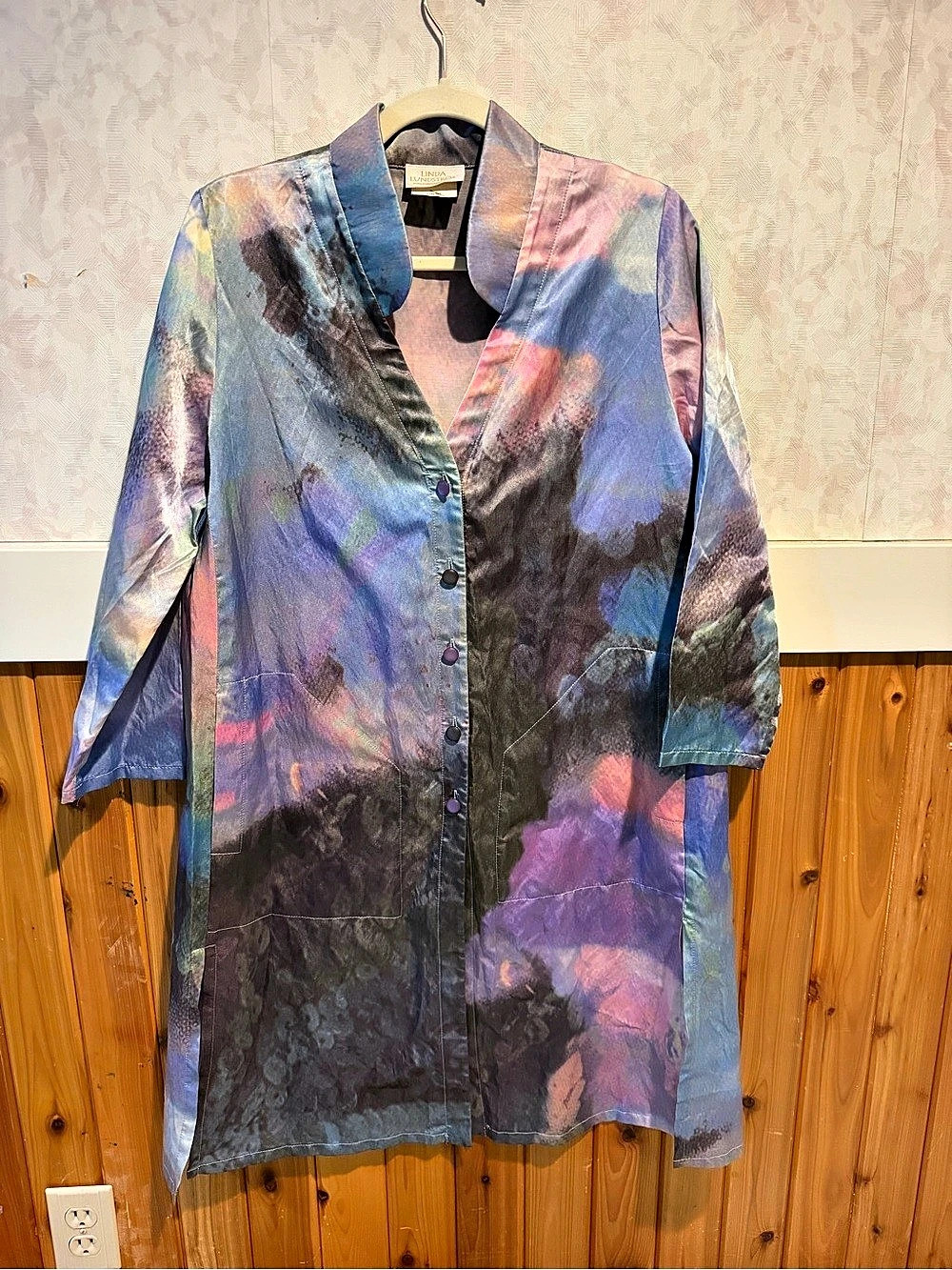 Linda Lundstrom satin Abstract Print Lightweight cardigan Size 8
